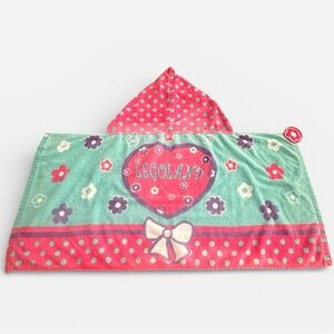 Lego Legoland Kids Hooded Towel Cover Up Pink Turquoise Heart Flowers